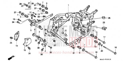 CARROSSERIE DE CHASSIS (VT1100C2) VT1100C2T de 1996